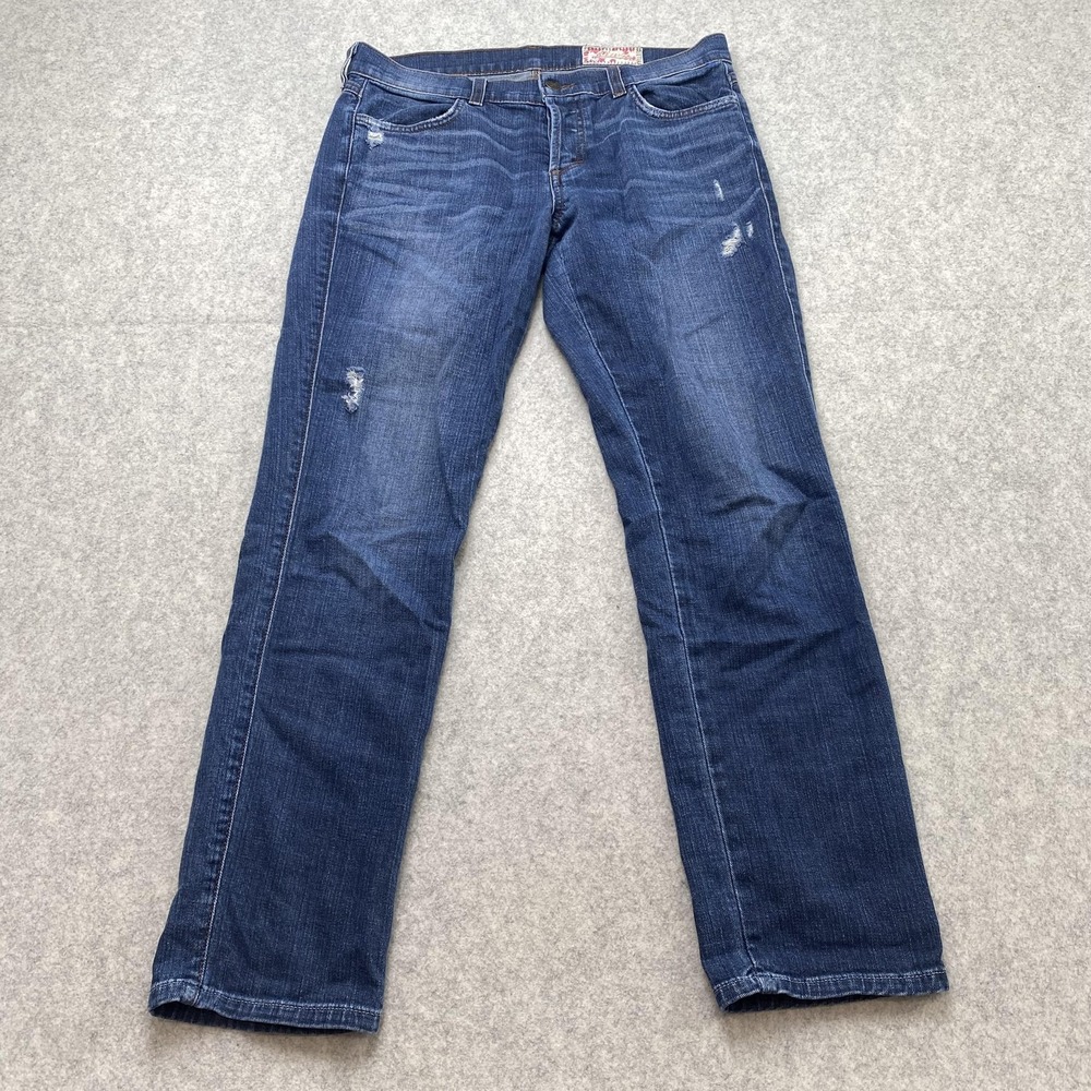 Siwy Joan Straight Jeans Womens 26 Blue Distressed Embroidered W888ODR